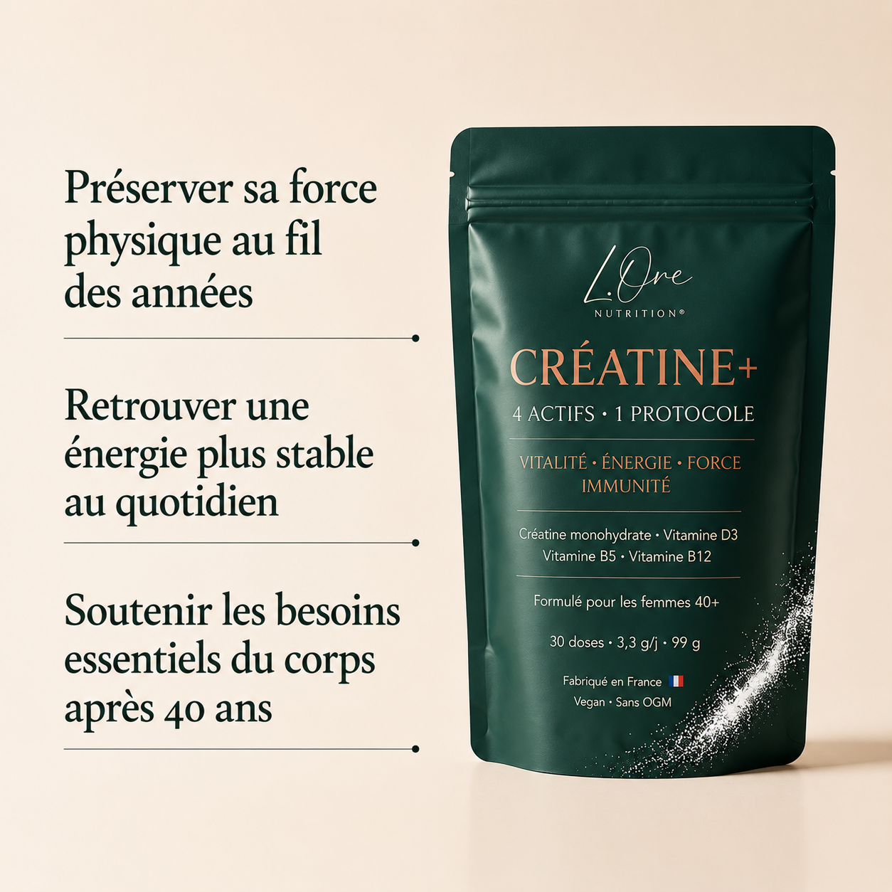 CRÉATINE+, ses quatre actifs présentés.